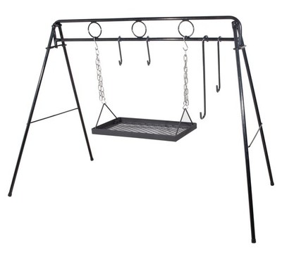 Campfire Grill Swing Stand   Heavy Duty Steel Outdoor Cooking Rack with Adjus...