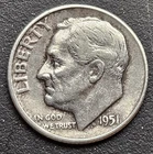 1951 D Roosevelt Dime 10 Cents United States 90% Silver