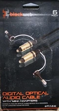 Blackweb Digital Optical Audio Cable W/Mini Adapters (New/Sealed  Old Box)