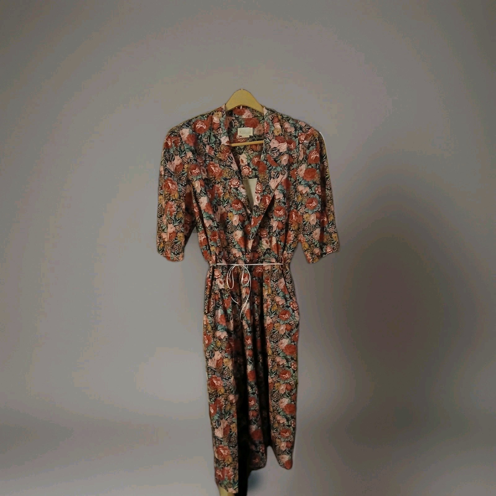 Vtg Dress Cottage Core Romantic Floral Sz M/L Floral Poofy Sleeve Garden Party