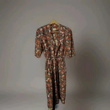 Vtg Dress Cottage Core Romantic Floral Sz M/L Floral Poofy Sleeve Garden Party