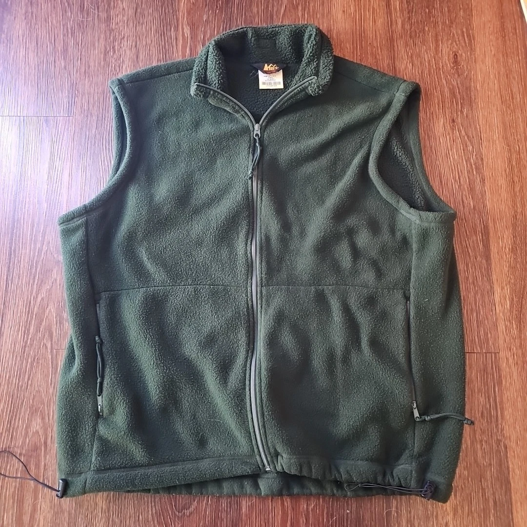VTG REI Thaw Green Sweater Vest Men's Size XL Made In USA Full Zip 90's