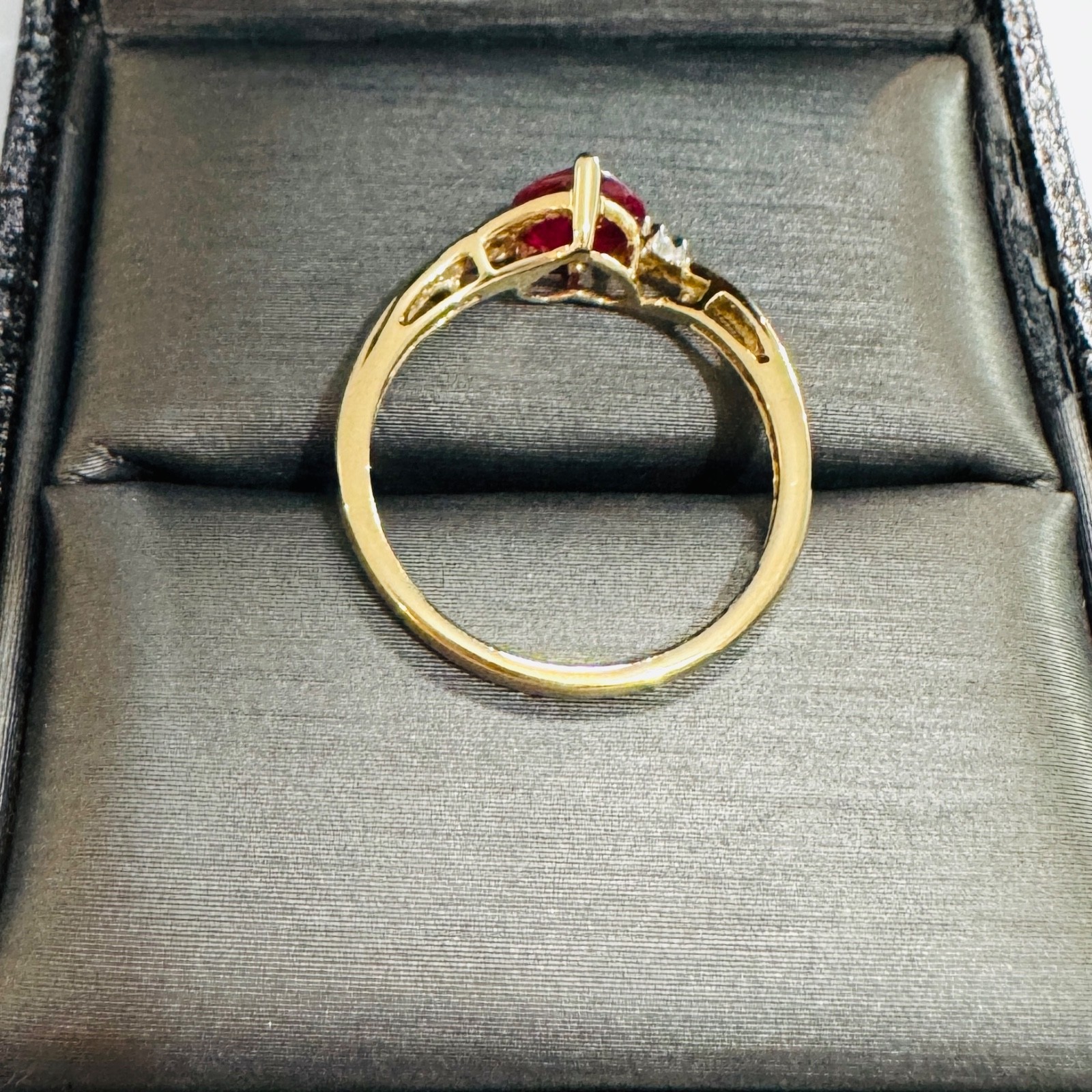 Solid 10k Yellow Gold 1ct Heart Lab Ruby & Natura… - image 4