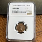 1955 Lincoln Wheat Doubled Die OBV 1 Cent, NGC MS 62 RB, Rare beautiful Coin!