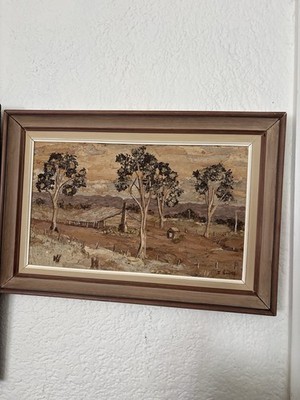 Australian Bark 3D Art Signed J. Grubb Victoria Old Homestead