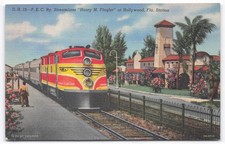 1947 FEC Streamliner Henry M Flagler Hollywood FL Station Postcard