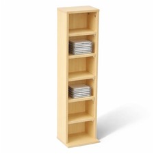 NEW! 6 Tier Beech Wooden CD DVD Game Book Shelf Storage Tower Rack- Fits 102 CDs