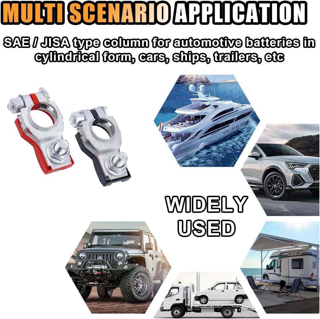 Universal Battery Terminal Connector Top Post Positive Negative Heavy Duty Lot