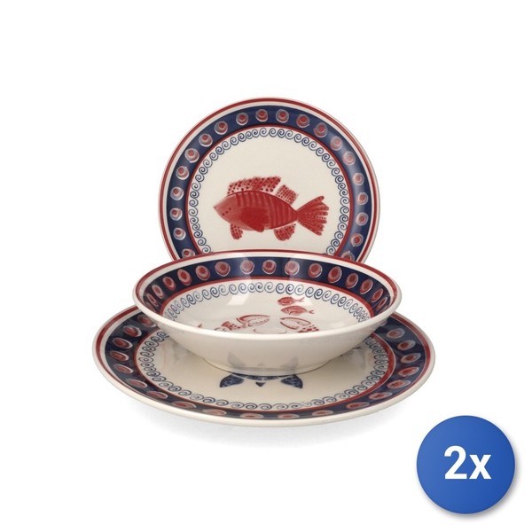 2X H&h Servici O Tavola Samoa, 18-Teilig, Aus Steingut, Dekoriert-image