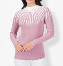 Damen Pullover Oberteil Stehkragen Langarm Ro...