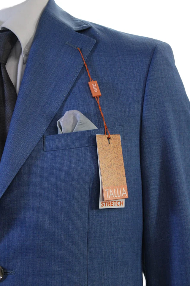 Traje Tallia Hombre 2 Piezas Azul Mezcla Lana Cuello Manga Larga Talla 38 Foto 3 de 4