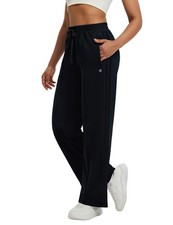 Women's Fleece Lined Pants Wide Leg Track Pants with Zipper Pockets Loose Fit...