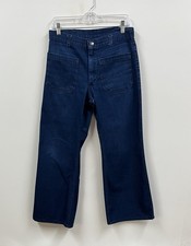 Vintage Jeans Mens Bell Bottoms Dark Blue Utility Trouser US Navy 80s 31x29