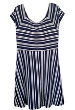 LOFT Plus Women's Sz 18 Navy And White Striped Dress B11