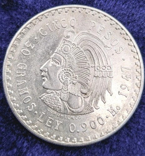 Photo of a 1947 Mexico 5 Pesos Silver from an eBay listing that sold on Jul 20, 2026