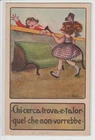 ANTIQUE ITALIAN POSTCARD FROM THE FAMOUS PROVERBS SERIES - ILLUSTRATOR - SMALL F.
