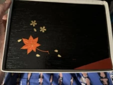 Set of 5 Echizen Lacquerware Tray Plate Maple Leaf Design Traditional Japan Tea