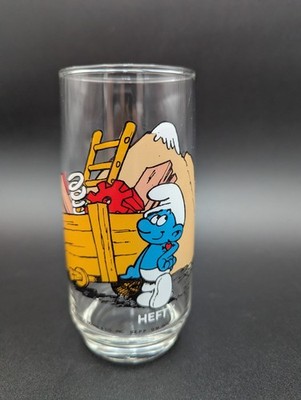 Hefty SMURF Drinking Glass Vintage 1982 Wallace Berrie Peyo 6'' Tall