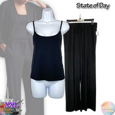 NWT State of Day Women's XXL 2-Pc. Fluid-Knit Top  Pants Pajama Set 100189719