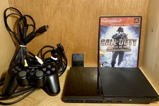Sony PlayStation Black Slim PS2 SCPH 90001 Call Of Duty Controller Cords (Great)