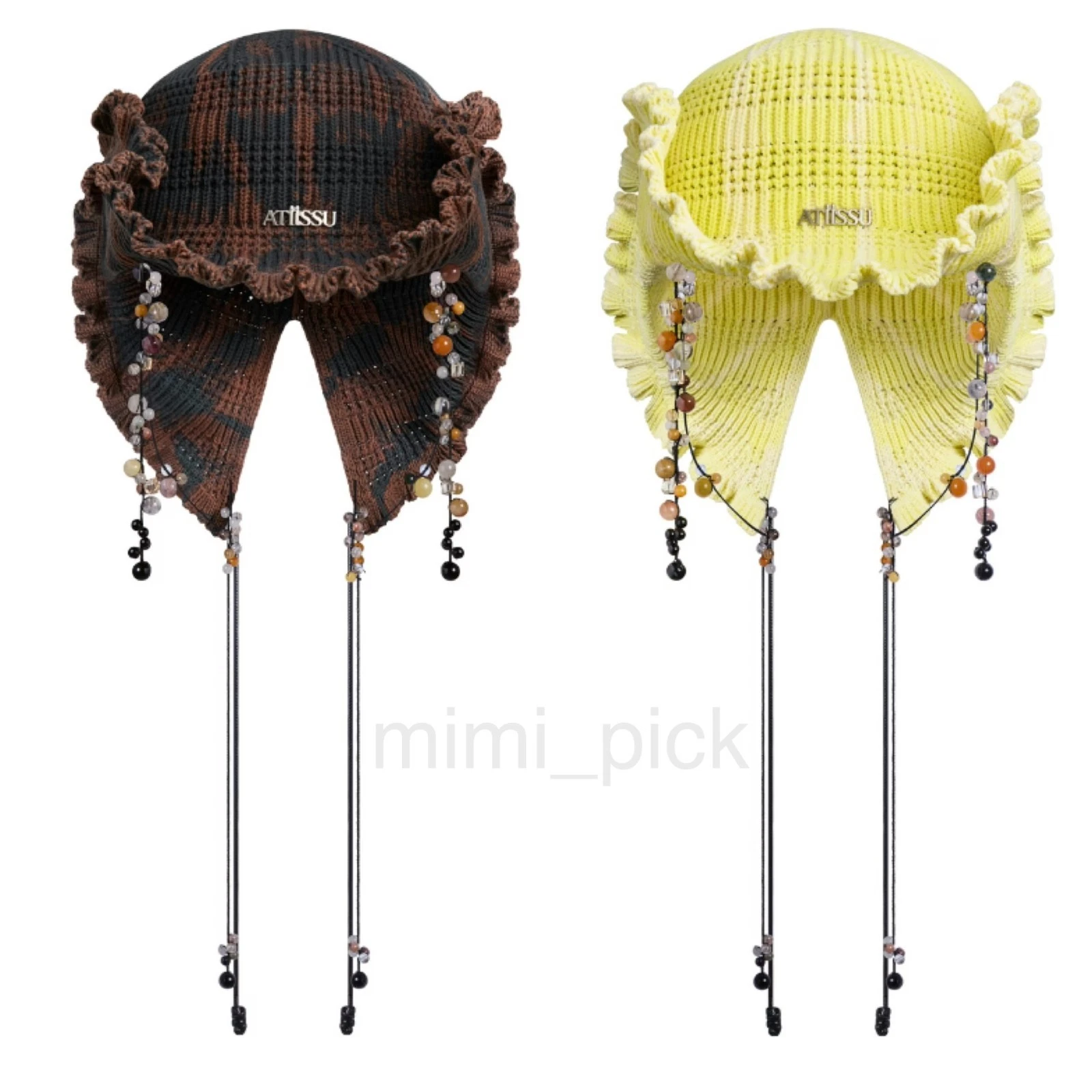 NWT ATiiSSU Holic Cowboy Hat Washed Frill Edge Drop String 2 Colors Authentic