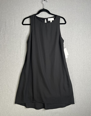 Nordstrom Rack Women's Small Chiffon Black Sleeveless Shift Dress with  Pockets | eBay