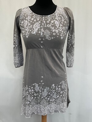 Primark Grey Sequin Detail Cotton Tunic Top Size UK