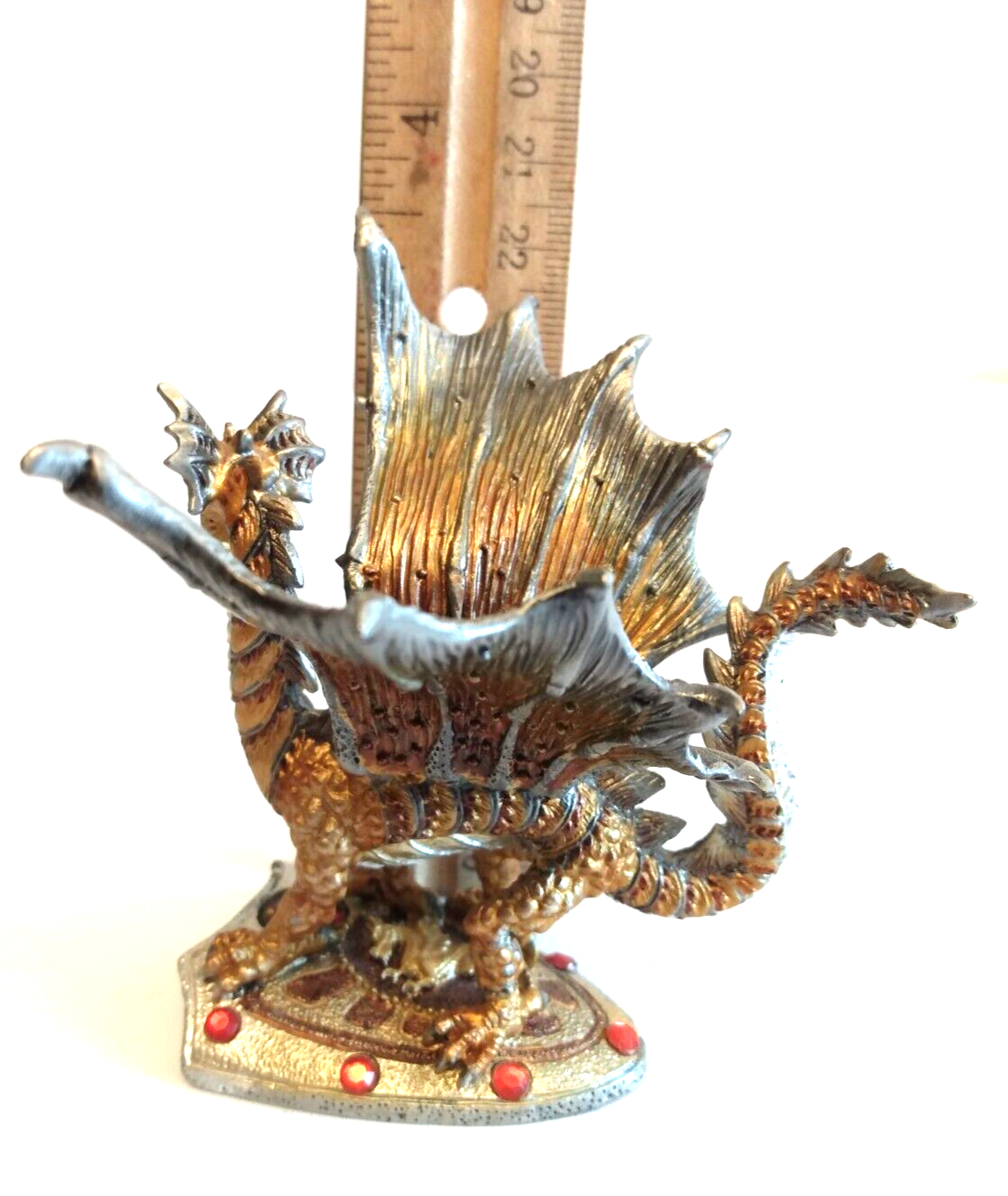 Pewter metal Dragon Figurine Rhinestones Painted Enamel Heavy eBay