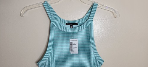 NWT Woman's Love Culture Green And White Striped Dress Size Medium - Picture 2 of 5