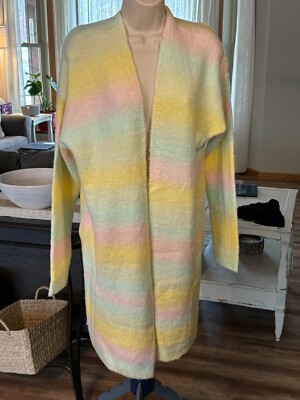 hem & thread Women's Long Sleeve Colorblock Cardigan choose size