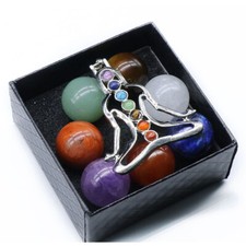 Esfera Siete Chakra Piedra de Energía Natural 20mm Bola En Caja Piedra de Cristal Curativo
