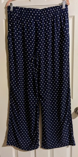 Pantalones Rafaella M Azul Marino Lunares Pierna Ancha Informal Cordón - Imagen 4 de 5