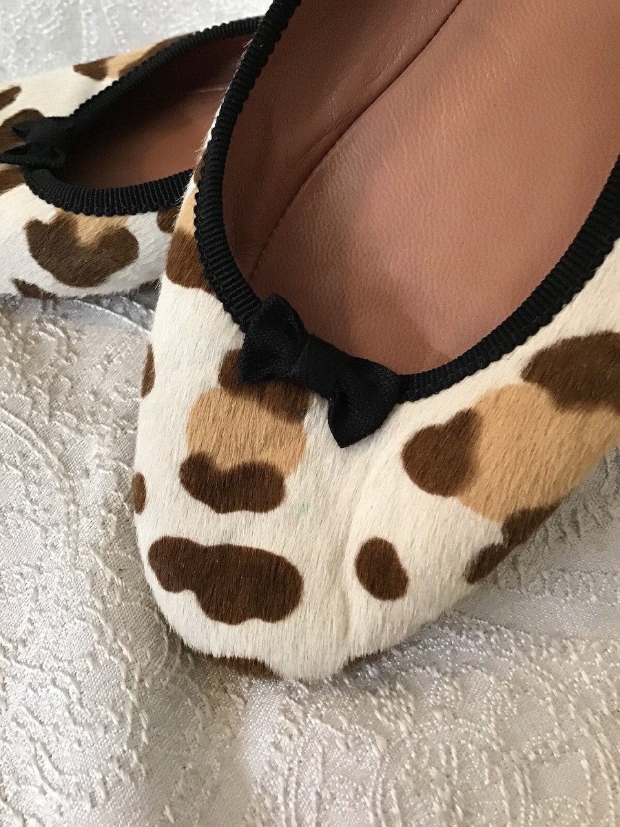 バレエシューズ Alaia Leopard Calf Hair Ballerinas ALAÏA Criss Cross patent-leather trimmed leopard-print calf
