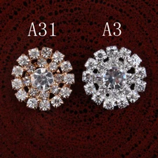 120pcs/lot 2colors Clear Alloy Crystal Flatback Buttons