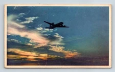 Silhouette Of A DC-6 United Mainliner White Border Postcard United Airlines