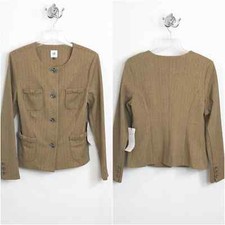 NWT - CAbi Penny Blazer 3170 Kyoto Blossom, brown cotton tweed, Women's Medium