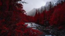 Landscape nature forest river mountains Custom Gaming Mat Desk