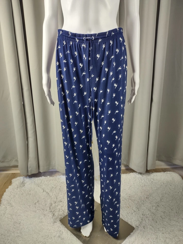 Grace Elements Ladies Women's Navy White Bird Graphic Wide Leg Pants Size Medium - Image 2 of 4