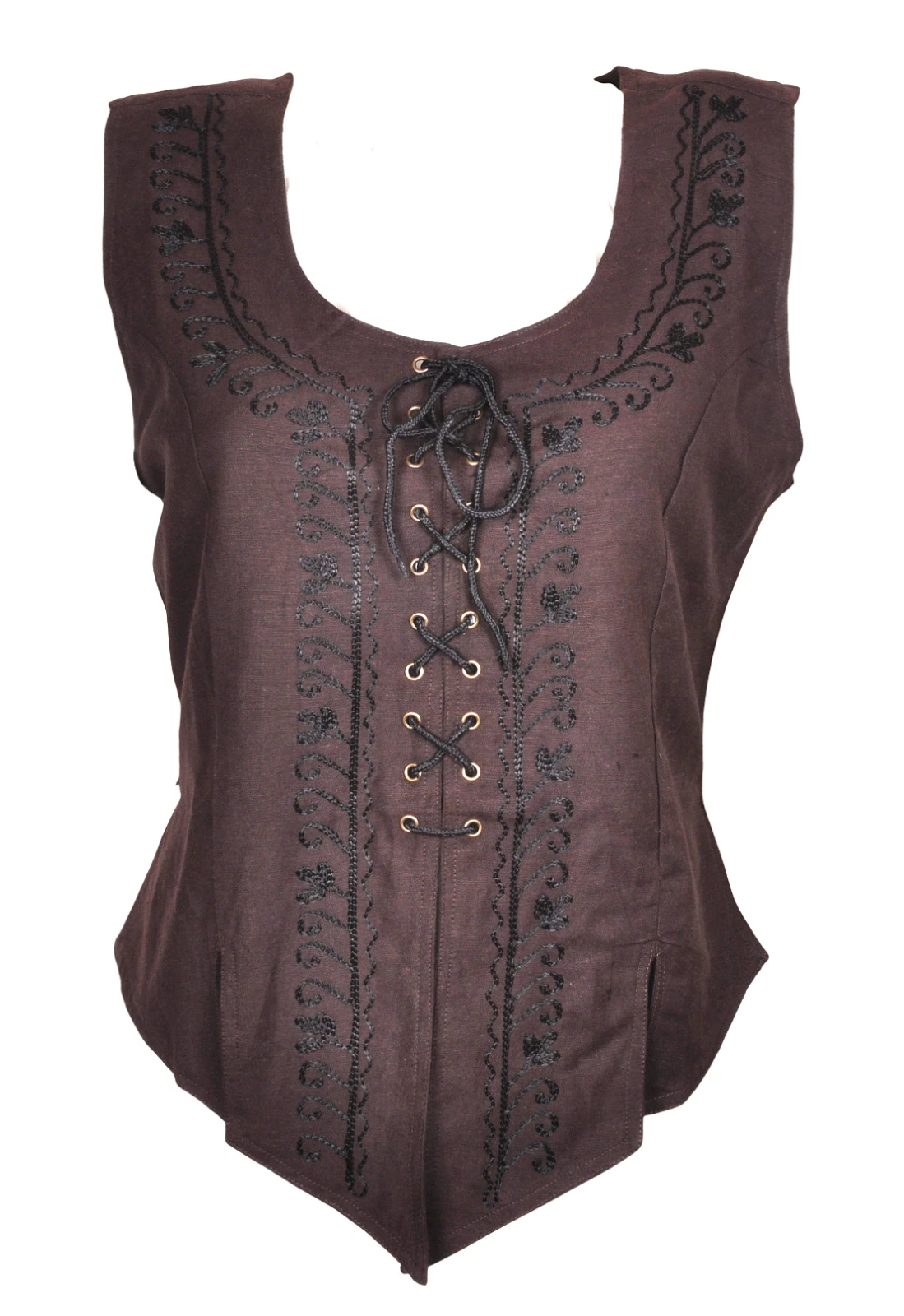 OFF WHITE Gilet Hippie Vintage Cappotto Vita Donna con Bellissimo Tessuto Cotone Ricamo