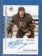 2019/20 SP AUTHENTIC Nicolas Hague FUTURE WATCH AUTO ROOKIE RC /999 VEGAS KNIGHT