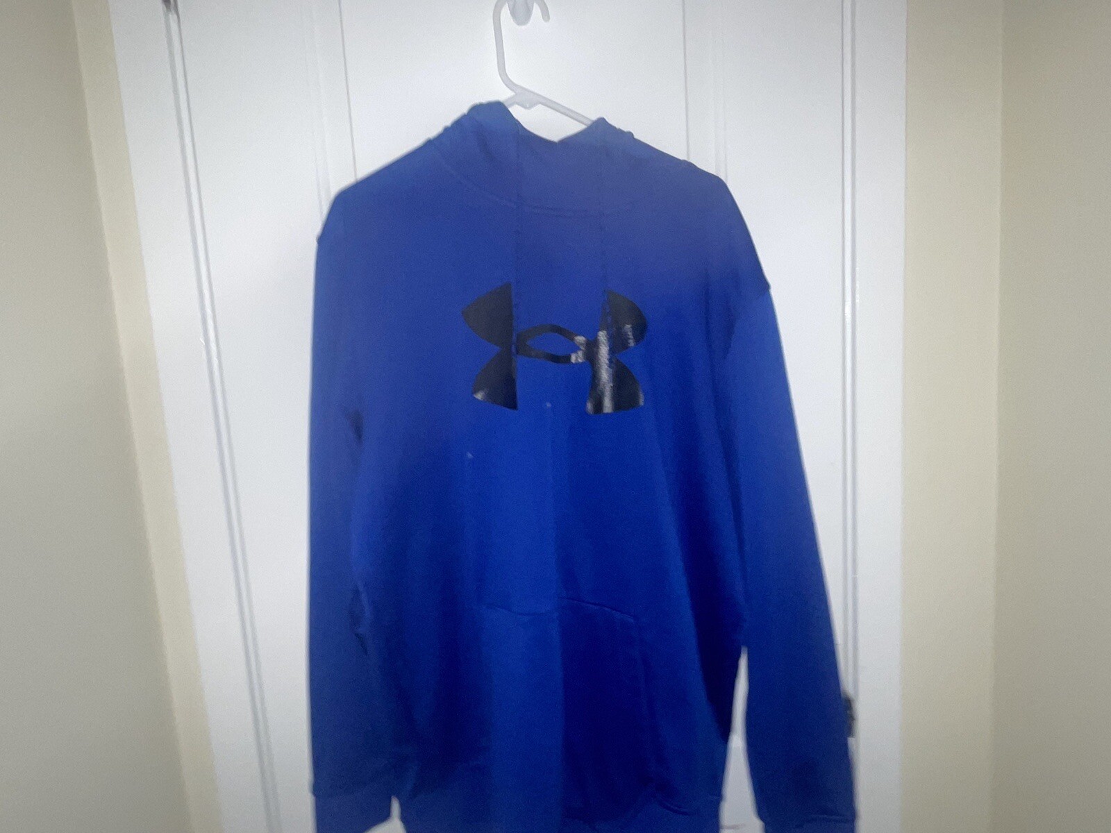 Under Armour Blue Black Hoodie Sweatshirt Men Sz 2XL Big Logo