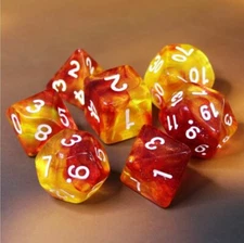 Fireball Blast 7 Dice Set - Poly RPG DnD Dungeons Dragons d20 AD&D
