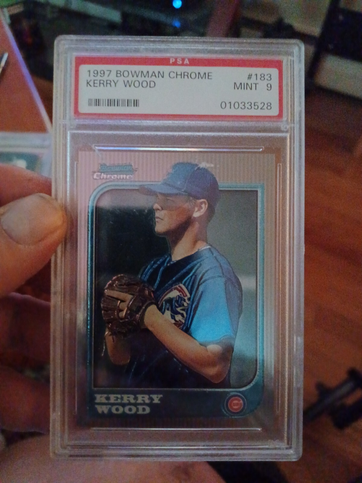 1997 Bowman Chrome #183 Kerry Wood Chicago Cubs PSA Mint 9