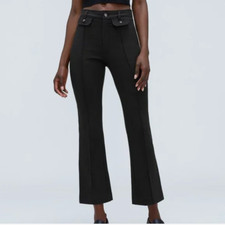 NWT Everlane Black Cropped Wide, Flared Knit Pants Women's Size 2 Stretch