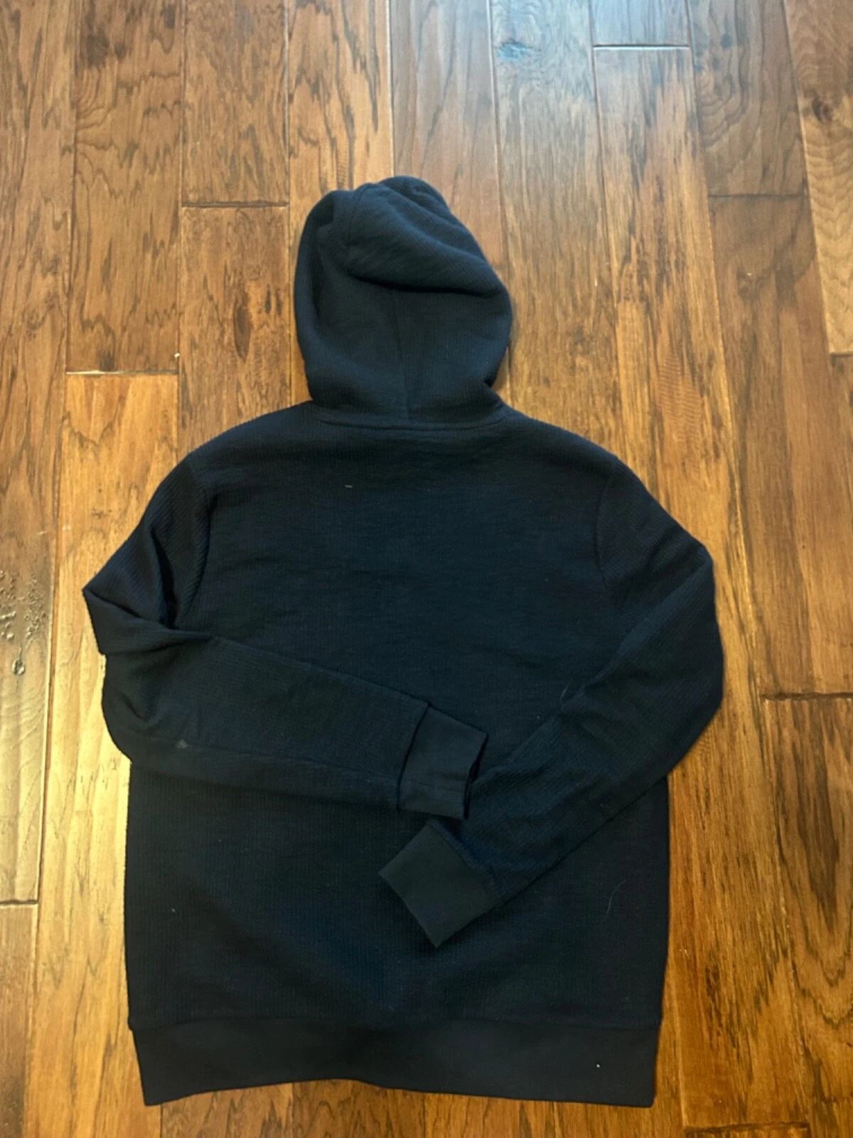 OFF WHITE Vecchia felpa con cappuccio blu navy con cuscino bianco sporco all'interno bambini grandi