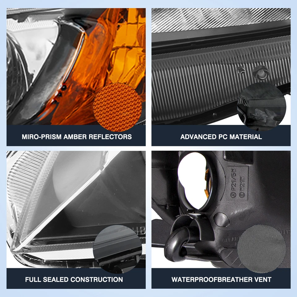 Conjunto de faros ámbar negro izquierda+derecha para Honda Civic 2006-2011 sedán Foto 3 de 4