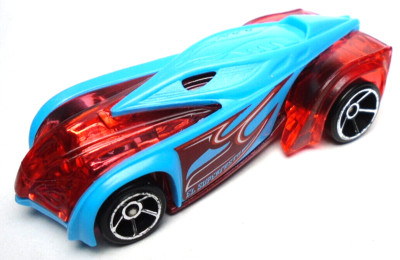 HOT WHEELS EL SUPER FASTO SEE THRU RED & BLUE 2 7/8'' DIECAST CAR W/ SILVER RIMS