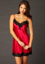  Le Tresor Silk Chemise by Julianna Rae ~ Color: Scarlet ~ Size S