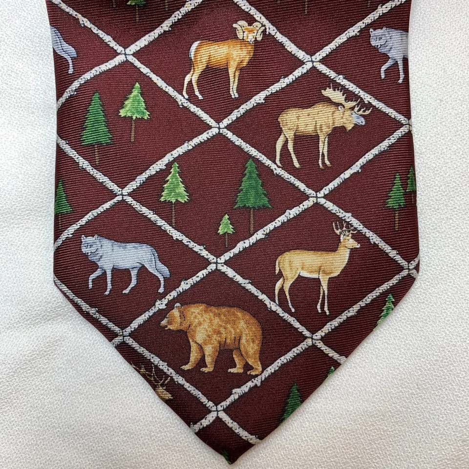 Gravata Alynn vida selvagem norte-americana gravata seda EUA urso lobo alce veado - Imagem 3 de 4