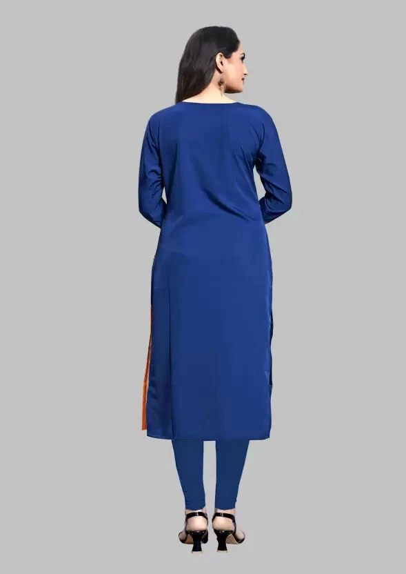 КРАСИВЫЙ ЭЛЕГАНТНЫЙ СИНИЙ ЖЕЛТЫЙ НАПЕЧАТАННЫЙ ПОВСЕДНЕВНЫЙ СМЕШАННЫЙ КРЕП КУРТА ЖЕНЩИН РАЗМЕР L - Изображение 4 из 4